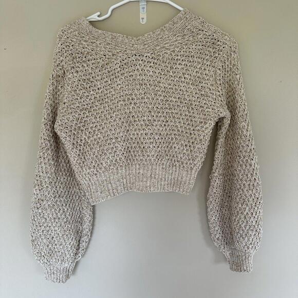 Abercrombie & Fitch Xxs Brown Chunky Knit Sweater Cardigan Cropped - Picture 3 of 5